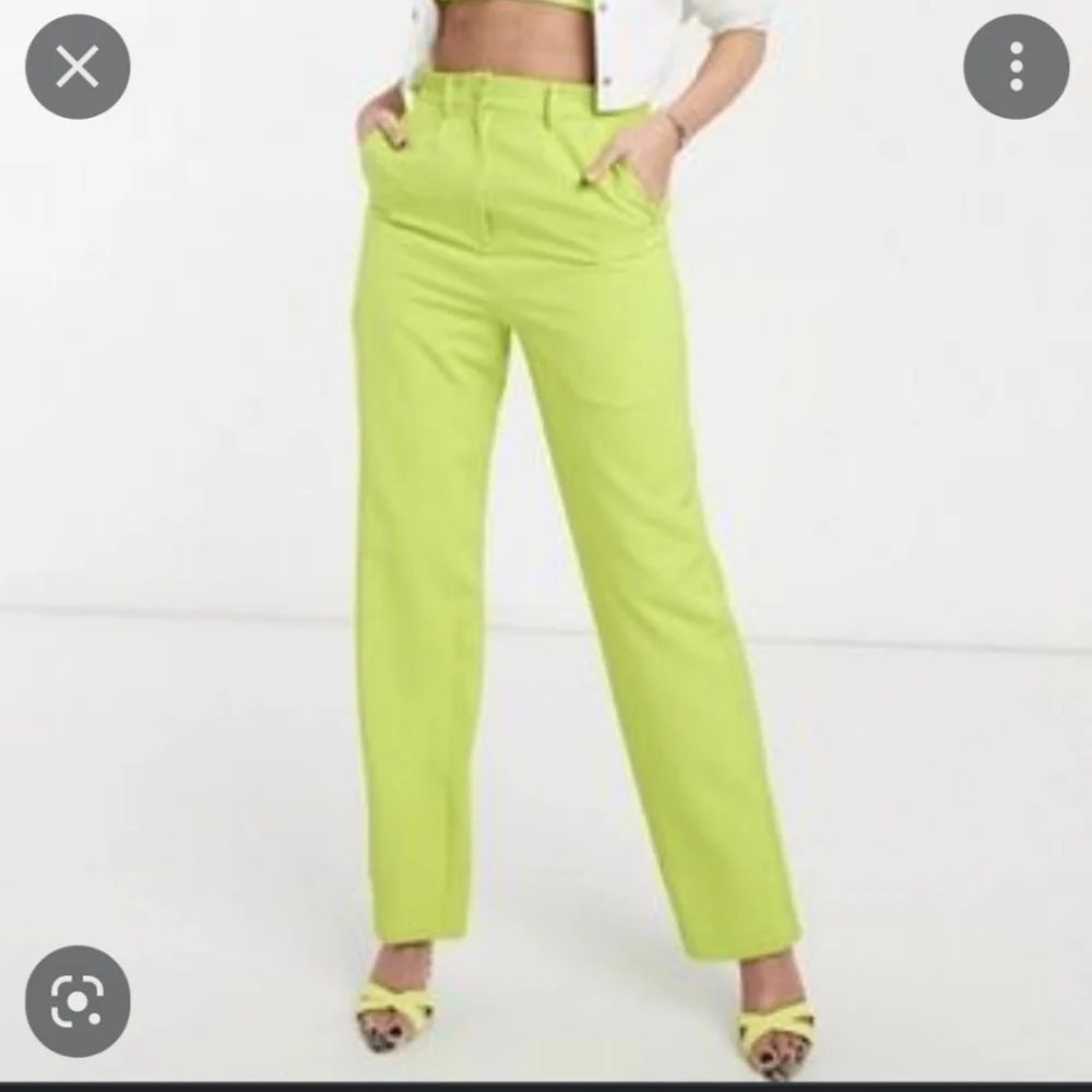 𝅺AVERARDO Bessi High Rise Yellow Pants 8 Luxury Preppy Tennis Prep Straight Leg - Picture 2 of 14